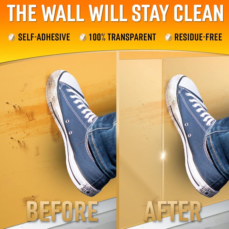 Primens Clear Wall Protector Film Stickers for Kitchens & Offices - Shields Paint from Oil Splashes, Trash, Furniture Scuffs (Transparent, 7 Sheets) - Image 2